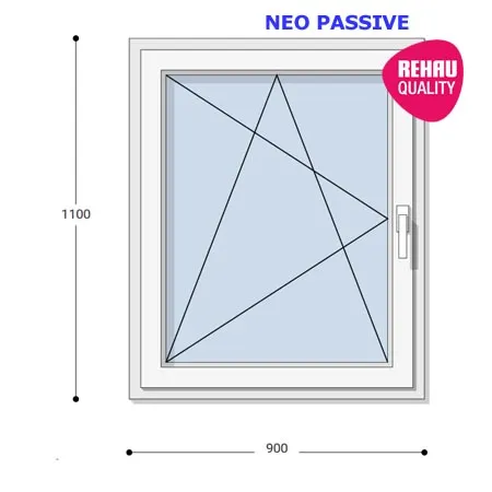 90x110 Műanyag ablak, Egyszárnyú, Bukó/Nyíló, Neo Passive Rehau