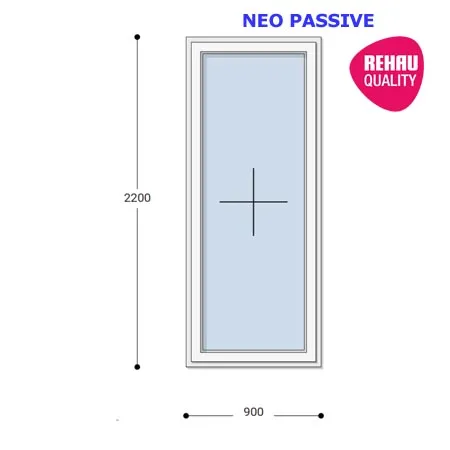 90x220 Műanyag ablak, Egyszárnyú, Fix Ablakszárnyban, Neo Passive Rehau