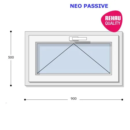 90x50 Műanyag ablak, Egyszárnyú, Bukó, Neo Passive Rehau
