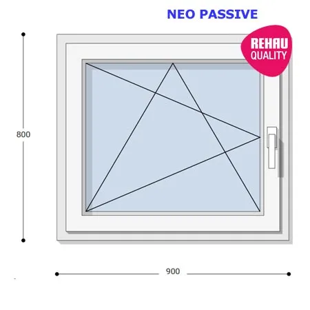90x80 Műanyag ablak, Egyszárnyú, Bukó/Nyíló, Neo Passive Rehau