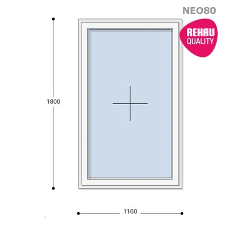 110x180 Műanyag ablak, Egyszárnyú, Fix Ablakszárnyban, Neo80 Rehau