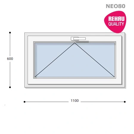 110x60 Műanyag ablak, Egyszárnyú, Bukó, Neo80 Rehau