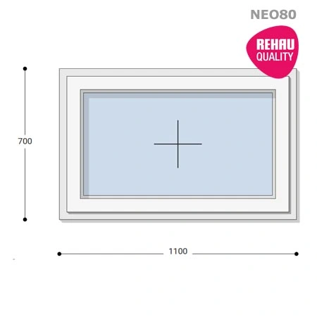 110x70 Műanyag ablak, Egyszárnyú, Fix Ablakszárnyban, Neo80 Rehau