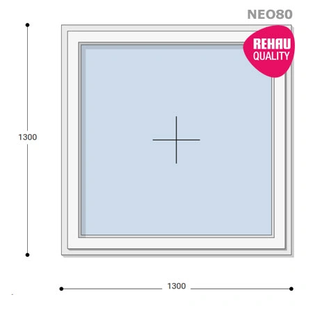130x130 Műanyag ablak, Egyszárnyú, Fix Ablakszárnyban, Neo80 Rehau