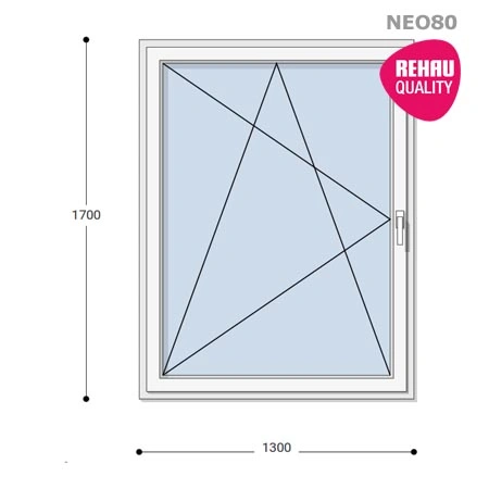 130x170 Műanyag ablak, Egyszárnyú, Bukó/Nyíló, Neo80 Rehau