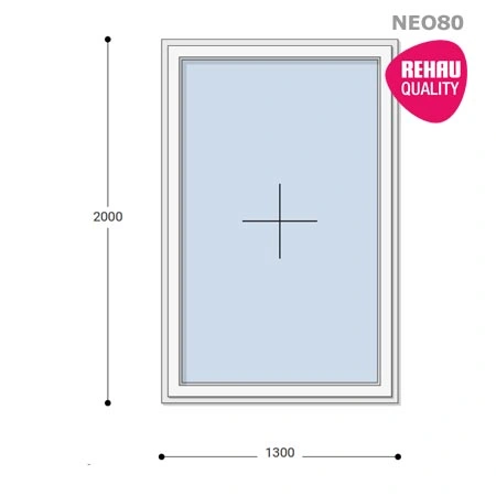 130x200 Műanyag ablak, Egyszárnyú, Fix Ablakszárnyban, Neo80 Rehau