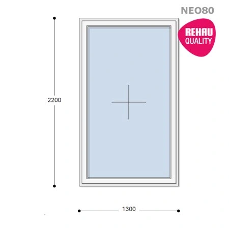 130x220 Műanyag ablak, Egyszárnyú, Fix Ablakszárnyban, Neo80 Rehau