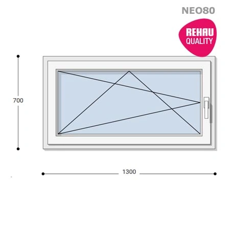 130x70 Műanyag ablak, Egyszárnyú, Bukó/Nyíló, Neo80 Rehau