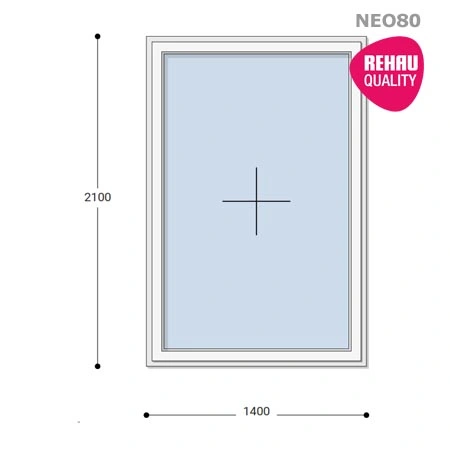 140x210 Műanyag ablak, Egyszárnyú, Fix Ablakszárnyban, Neo80 Rehau