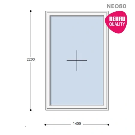 140x220 Műanyag ablak, Egyszárnyú, Fix Ablakszárnyban, Neo80 Rehau