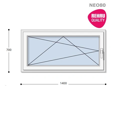140x70 Műanyag ablak, Egyszárnyú, Bukó/Nyíló, Neo80 Rehau
