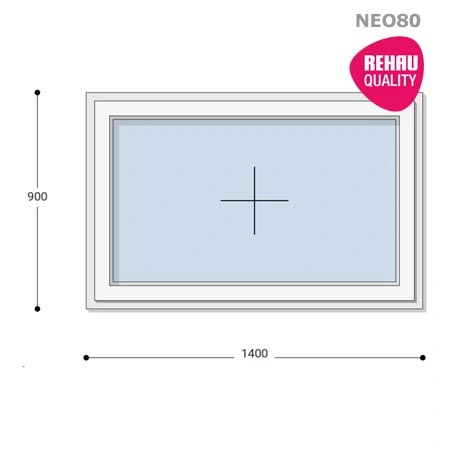 140x90 Műanyag ablak, Egyszárnyú, Fix Ablakszárnyban, Neo80 Rehau