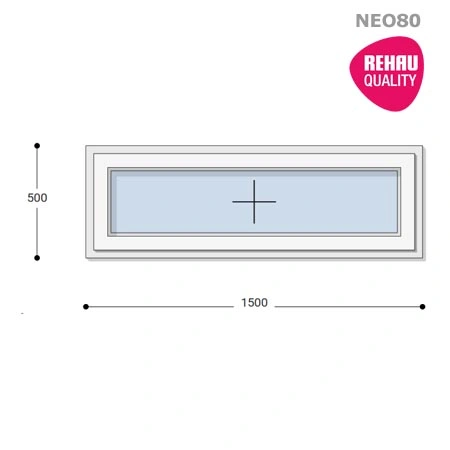 150x50 Műanyag ablak, Egyszárnyú, Fix Ablakszárnyban, Neo80 Rehau