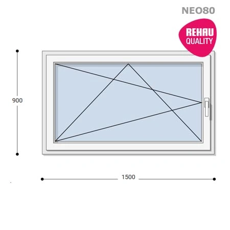 150x90 Műanyag ablak, Egyszárnyú, Bukó/Nyíló, Neo80 Rehau
