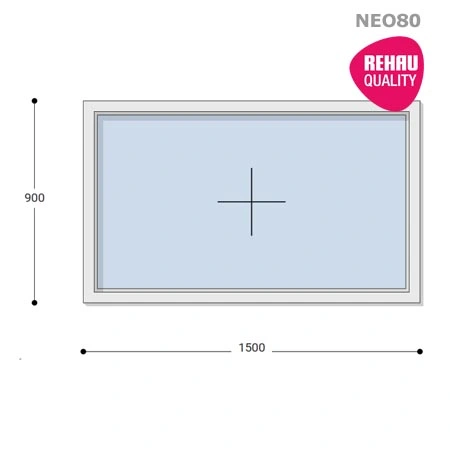 150x90 Műanyag ablak, Egyszárnyú, Fix, Neo80 Rehau
