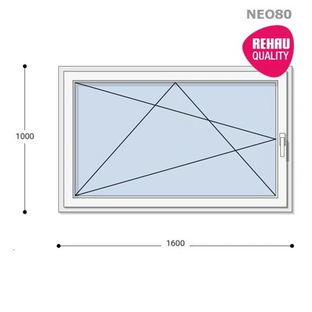 160x100 Műanyag ablak, Egyszárnyú, Bukó/Nyíló, Neo80 Rehau