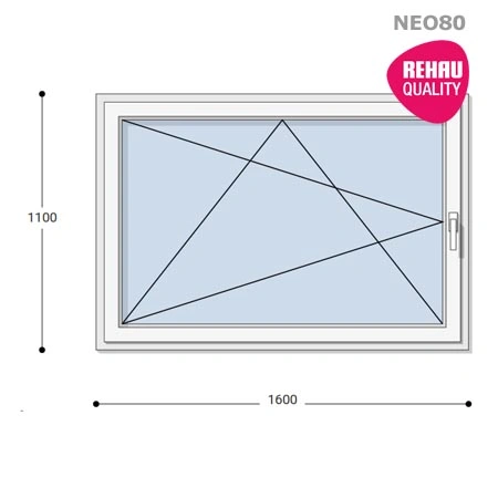 160x110 Műanyag ablak, Egyszárnyú, Bukó/Nyíló, Neo80 Rehau