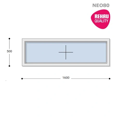 160x50 Műanyag ablak, Egyszárnyú, Fix, Neo80 Rehau