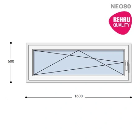 160x60 Műanyag ablak, Egyszárnyú, Bukó/Nyíló, Neo80 Rehau