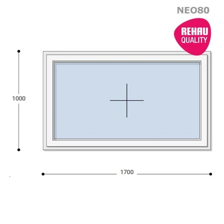 170x100 Műanyag ablak, Egyszárnyú, Fix Ablakszárnyban, Neo80 Rehau