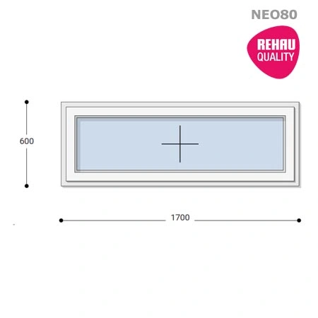 170x60 Műanyag ablak, Egyszárnyú, Fix Ablakszárnyban, Neo80 Rehau