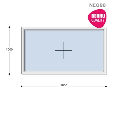 180x100 Műanyag ablak, Egyszárnyú, Fix, Neo80 Rehau