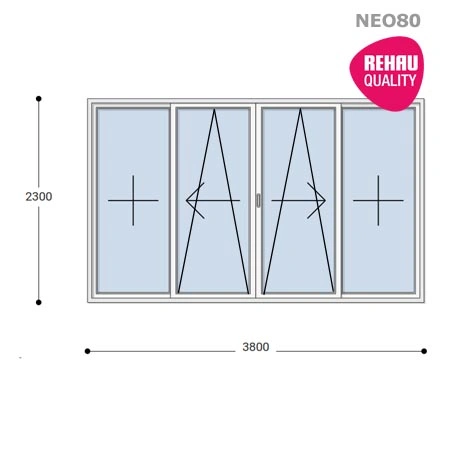 380x230 Toló Erkélyajtó, Középről Nyíló, Toló-Bukó Teraszajtó, Neo80 Rehau