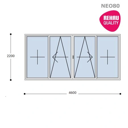 460x220 Toló Erkélyajtó, Középről Nyíló, Toló-Bukó Teraszajtó, Neo80 Rehau