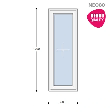 60x170 Műanyag ablak, Egyszárnyú, Fix Ablakszárnyban, Neo80 Rehau