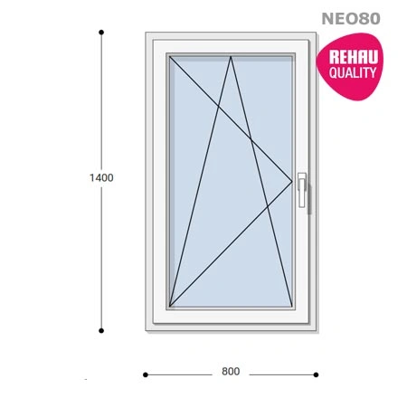 80x140 Műanyag ablak, Egyszárnyú, Bukó/Nyíló, Neo80 Rehau