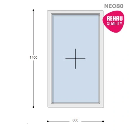 80x140 Műanyag ablak, Egyszárnyú, Fix, Neo80 Rehau