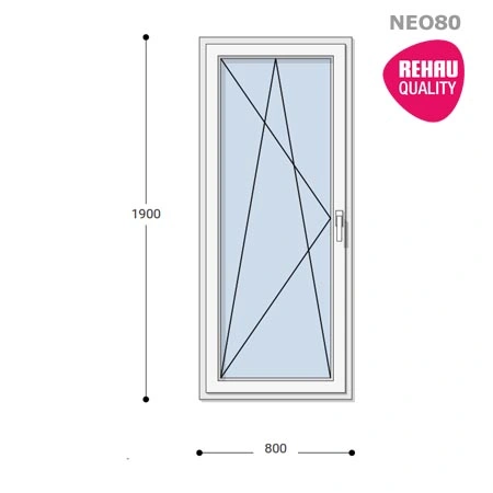 80x190 Műanyag ablak, Egyszárnyú, Bukó/Nyíló, Neo80 Rehau