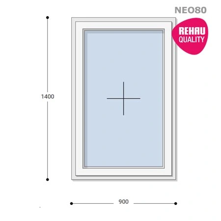 90x140 Műanyag ablak, Egyszárnyú, Fix Ablakszárnyban, Neo80 Rehau