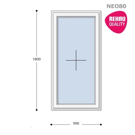 90x180 Műanyag ablak, Egyszárnyú, Fix Ablakszárnyban, Neo80 Rehau