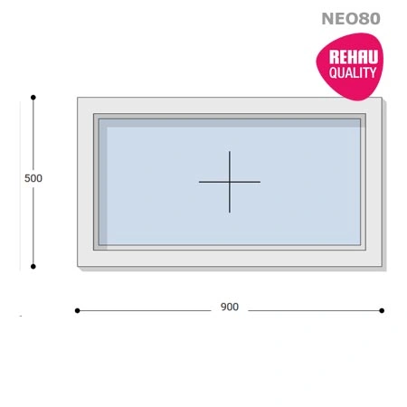 90x50 Műanyag ablak, Egyszárnyú, Fix, Neo80 Rehau